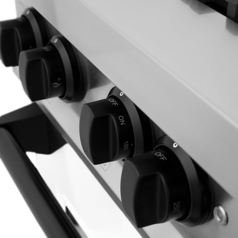 ZLINE Autograph Edition 36 in. 4.6 cu. ft. Legacy Dual Fuel Range with 6 Burner Gas Cooktop and Electric Convection Oven in Stainless Steel with White Matte Door and Matte Black Accents (RAZ-WM-36-MB)