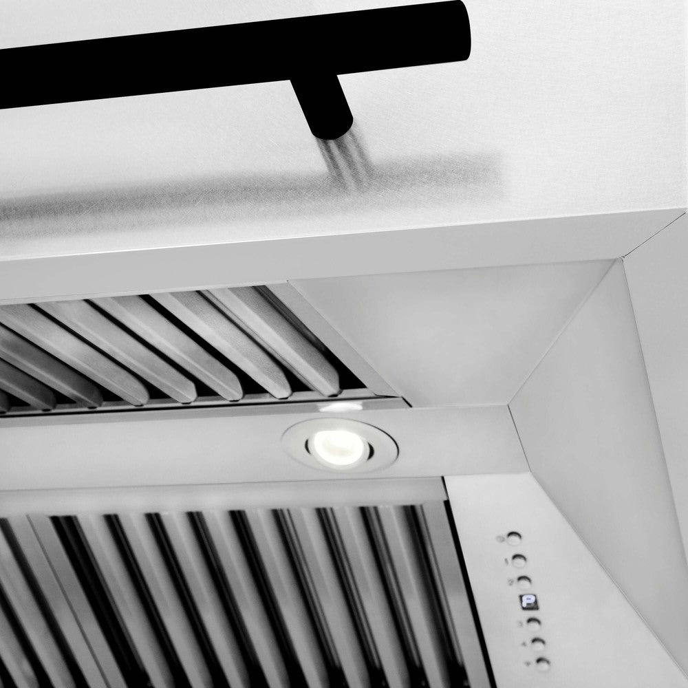 ZLINE Autograph Edition 36 in. Fingerprint Resistant Stainless Steel Range Hood with Stainless Steel Shell and Colored Handle (8654SNZ-36)