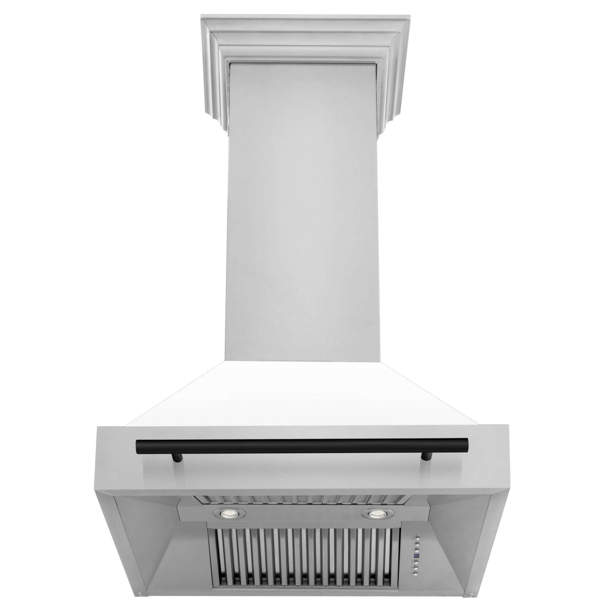 ZLINE Autograph Edition 30 in. Stainless Steel Range Hood with White Matte Shell and Accents (8654STZ-WM30)
