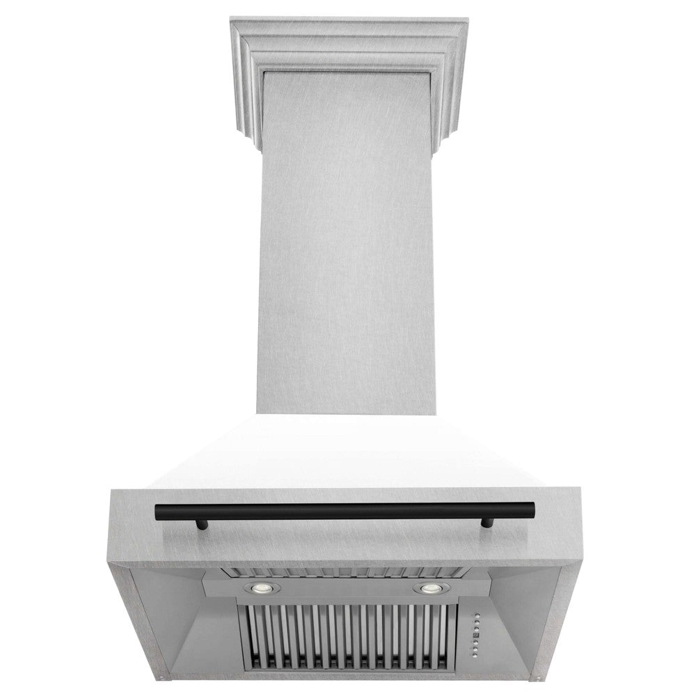 ZLINE Autograph Edition 30 in. Fingerprint Resistant Stainless Steel Range Hood with White Matte Shell and Handle (8654SNZ-WM30)