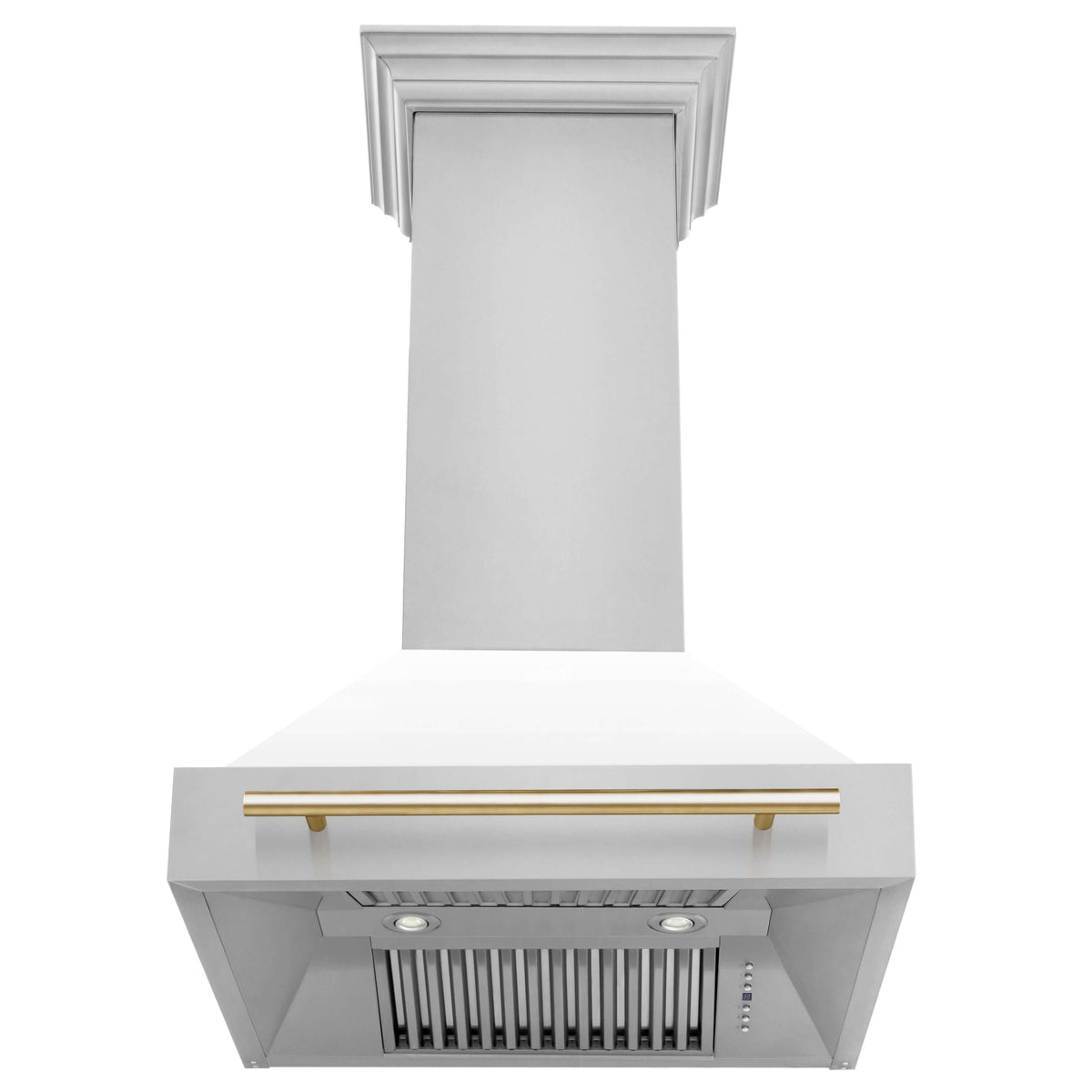 ZLINE Autograph Edition 30 in. Stainless Steel Range Hood with White Matte Shell and Accents (8654STZ-WM30)