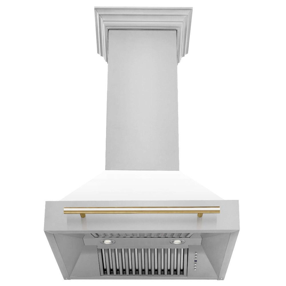 ZLINE Autograph Edition 30 in. Stainless Steel Range Hood with White Matte Shell and Handle (8654STZ-WM30)