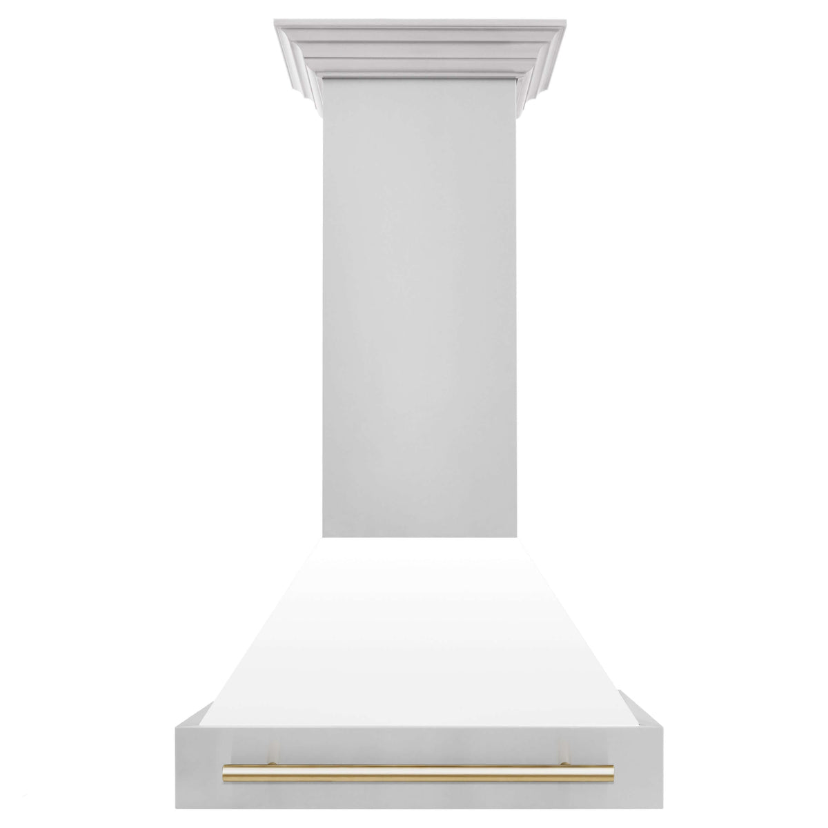 ZLINE Autograph Edition 30 in. Stainless Steel Range Hood with White Matte Shell and Accents (8654STZ-WM30)