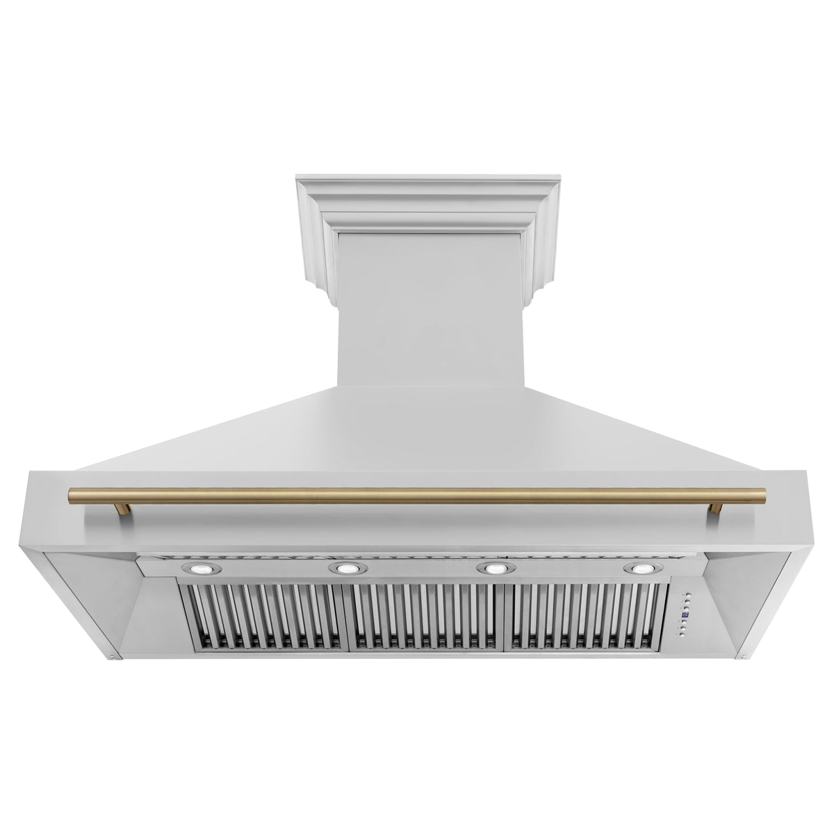 ZLINE Autograph Edition 48 in. Kitchen Package with Stainless Steel Dual Fuel Range and Range Hood with Champagne Bronze Accents (2AKP-RARH48-CB)
