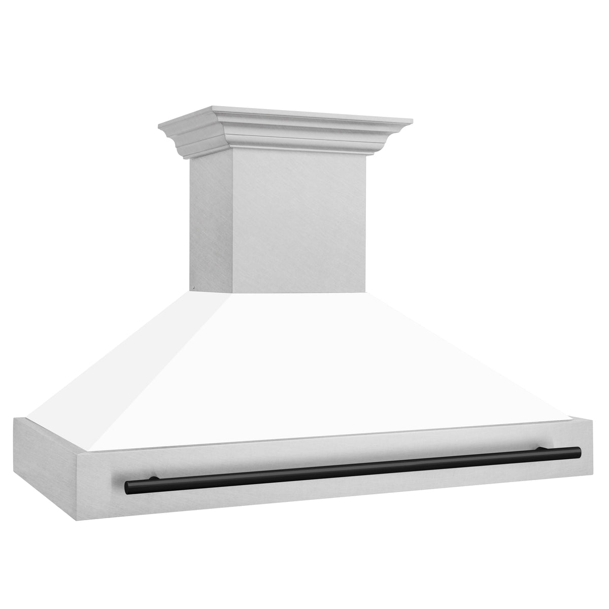 ZLINE Autograph Edition 48 in. Fingerprint Resistant Stainless Steel Range Hood with White Matte Shell and Accented Handle (8654SNZ-WM48)