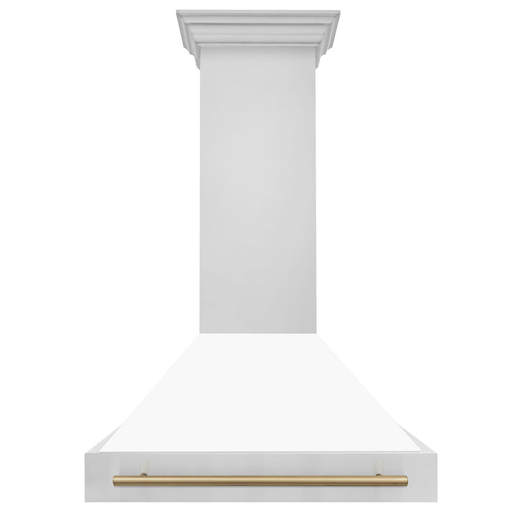 ZLINE Autograph Edition 36 in. Stainless Steel Range Hood with White Matte Shell and Handle (8654STZ-WM36)