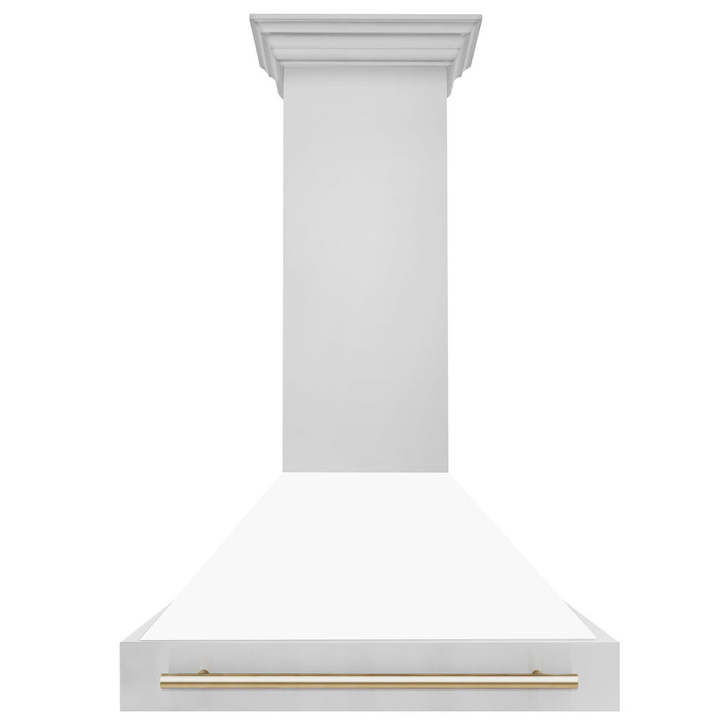 ZLINE Autograph Edition 36 in. Stainless Steel Range Hood with White Matte Shell and Handle (8654STZ-WM36)
