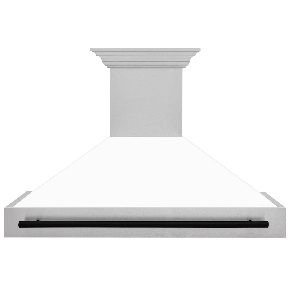 ZLINE Autograph Edition 48 in. Fingerprint Resistant Stainless Steel Range Hood with White Matte Shell and Accented Handle (8654SNZ-WM48)