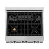 ZLINE 30 in. 4.0 cu. ft. Dual Fuel Range with Gas Stove and Electric Oven in Stainless Steel and Brass Burners (RA-BR-30)