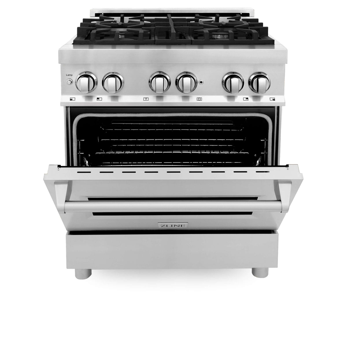 ZLINE 30 in. Kitchen Package Stainless Steel Dual Fuel Range and Over-the-Range Microwave with Traditional Handle (2KP-RAOTRH30)