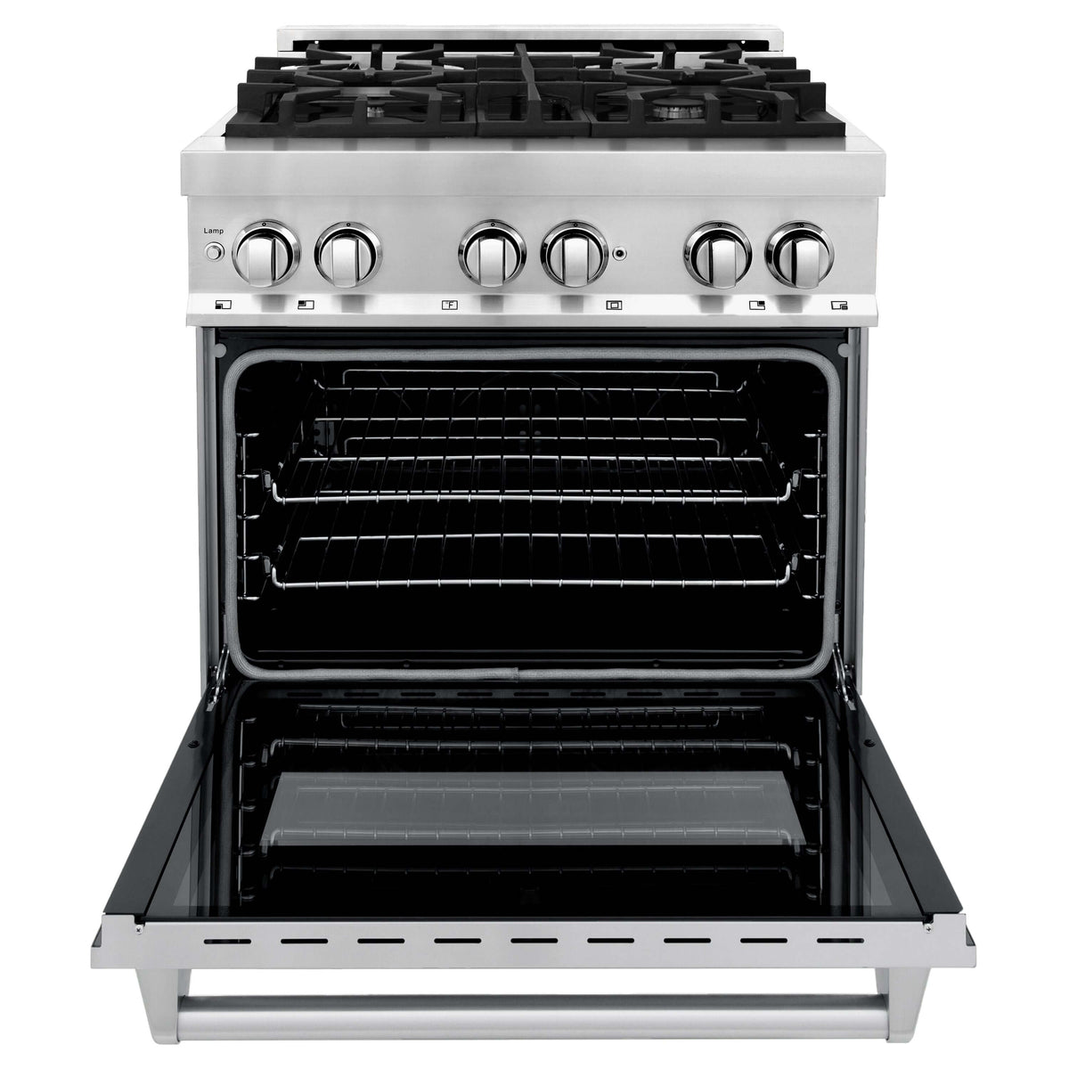 ZLINE 30 in. Kitchen Package Stainless Steel Dual Fuel Range and Over-the-Range Microwave with Traditional Handle (2KP-RAOTRH30)