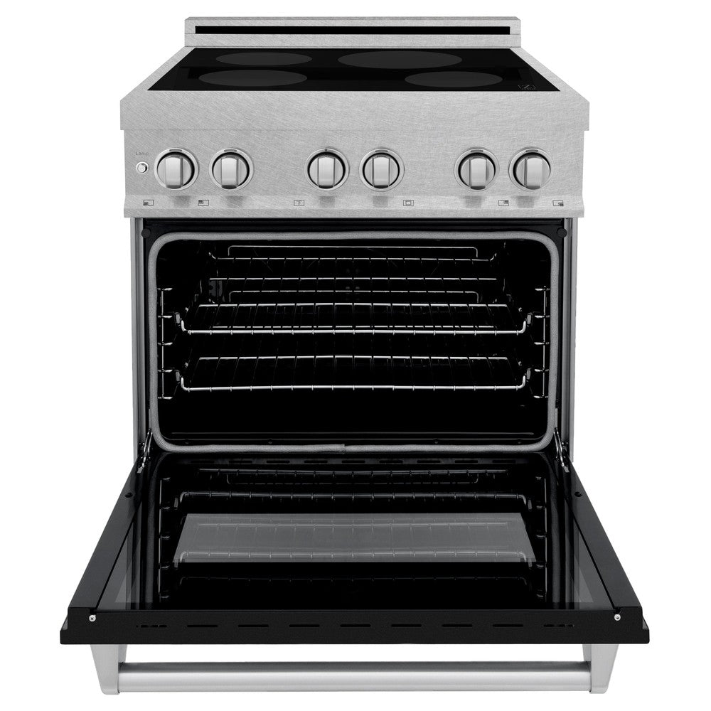 ZLINE 30 IN. 4.0 cu. ft. Induction Range in Fingerprint Resistant Stainless Steel with a 4 Element Stove, Electric Oven, and Black Matte Door (RAINDS-BLM-30)