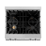ZLINE 30 in. Porcelain Rangetop in DuraSnow® Stainless Steel with 4 Gas Brass Burners (RTS-BR-30)