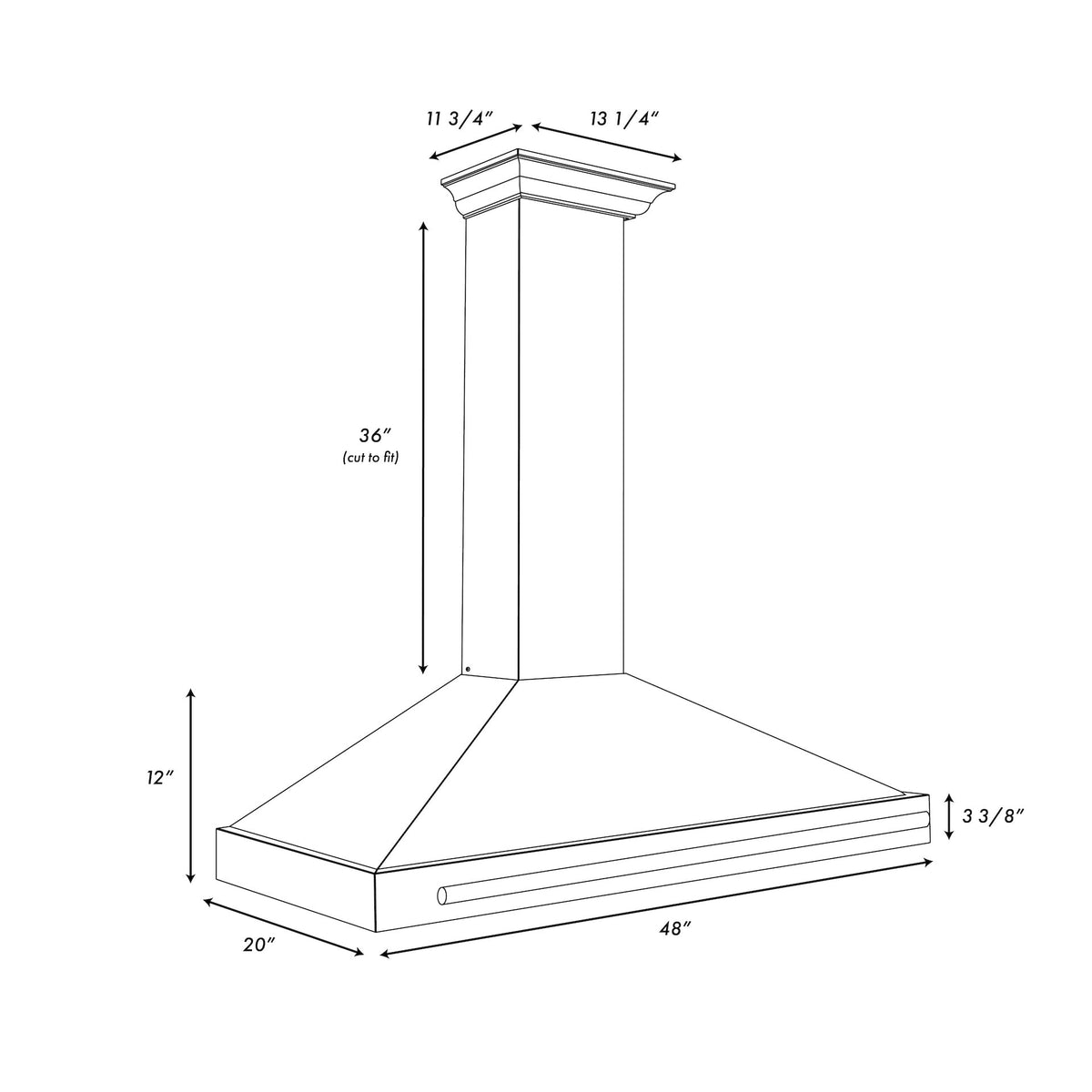 ZLINE 48 in. Stainless Steel Range Hood with Stainless Steel Handle and Colored Shell Options (KB4STX-48)