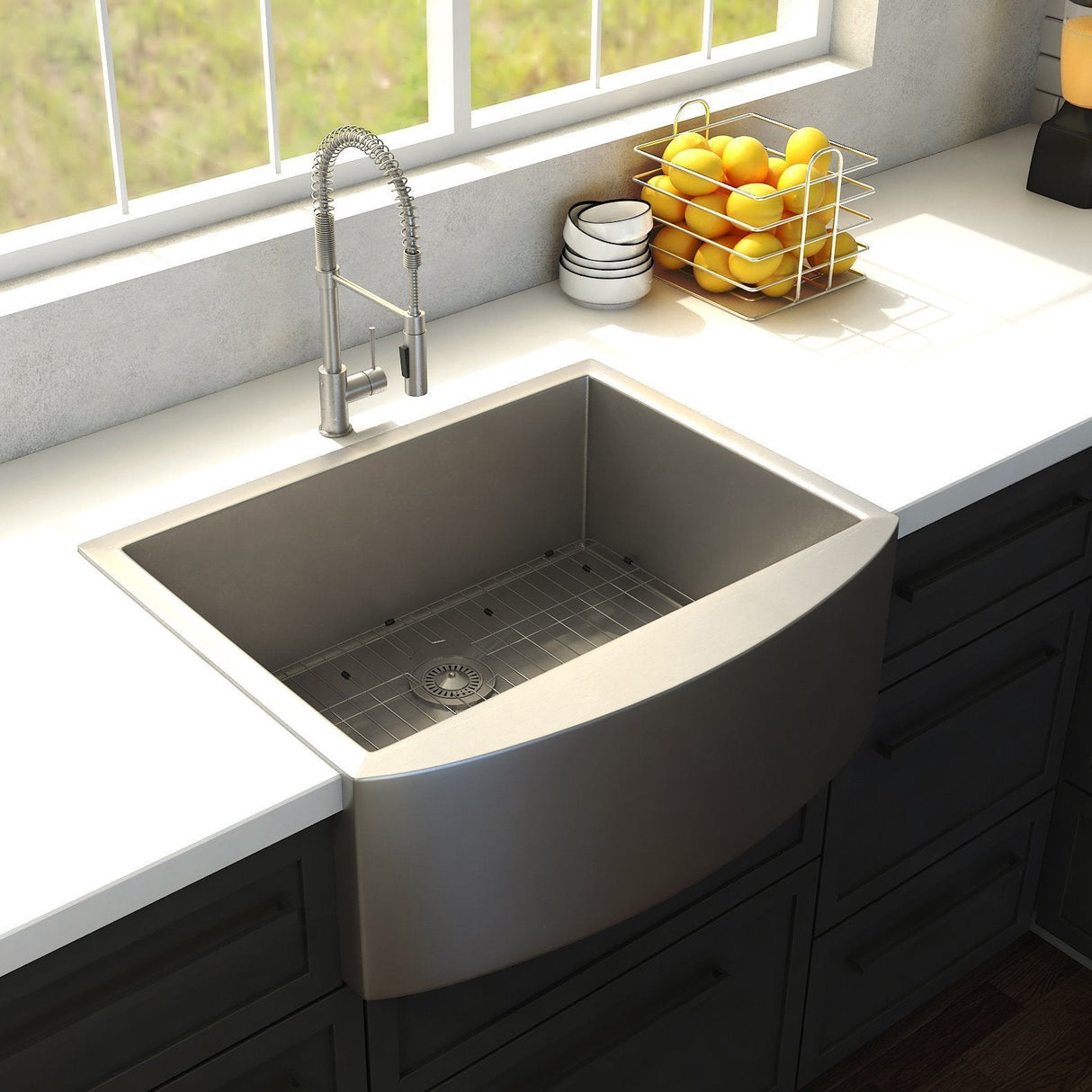 ZLINE 30 in. Zermatt Farmhouse Apron Mount Single Bowl Kitchen Sink with Bottom Grid (SAS-30)