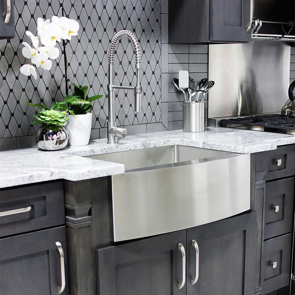 ZLINE 30 in. Zermatt Farmhouse Apron Mount Single Bowl Kitchen Sink with Bottom Grid (SAS-30)