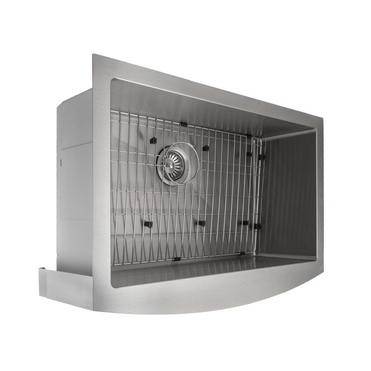 ZLINE 30 in. Zermatt Farmhouse Apron Mount Single Bowl Kitchen Sink with Bottom Grid (SAS-30)