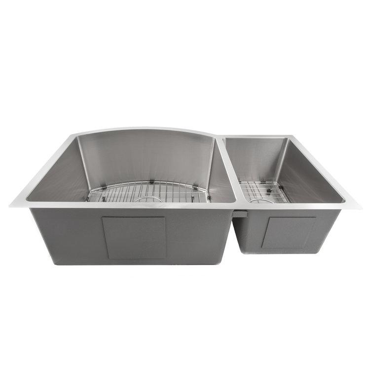 ZLINE 33 in. Cortina Undermount Double Bowl Kitchen Sink with Bottom Grid (SC70D-33)