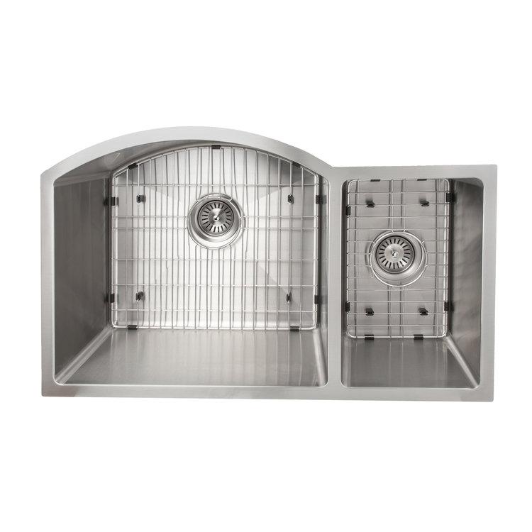 ZLINE 33 in. Cortina Undermount Double Bowl Kitchen Sink with Bottom Grid (SC70D-33)