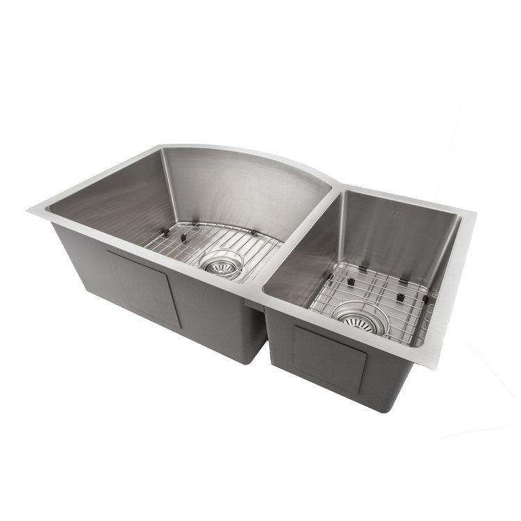 ZLINE 33 in. Cortina Undermount Double Bowl Kitchen Sink with Bottom Grid (SC70D-33)