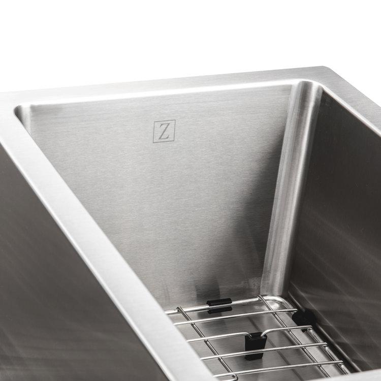 ZLINE 33 in. Cortina Undermount Double Bowl Kitchen Sink with Bottom Grid (SC70D-33)