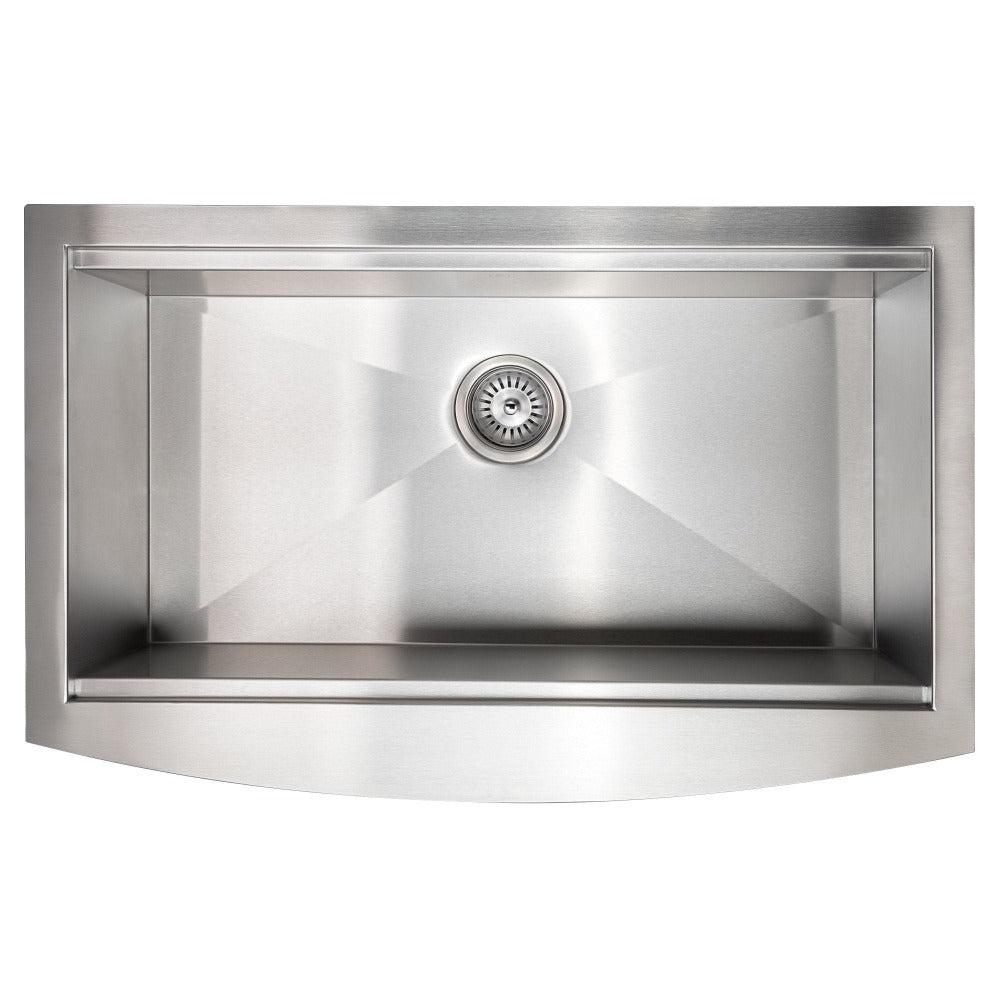ZLINE Moritz 33 in. Farmhouse Apron Mount Single Bowl Scratch Resistant Stainless Steel Kitchen Sink with Bottom Grid and Accessories (SLSAP-33S)