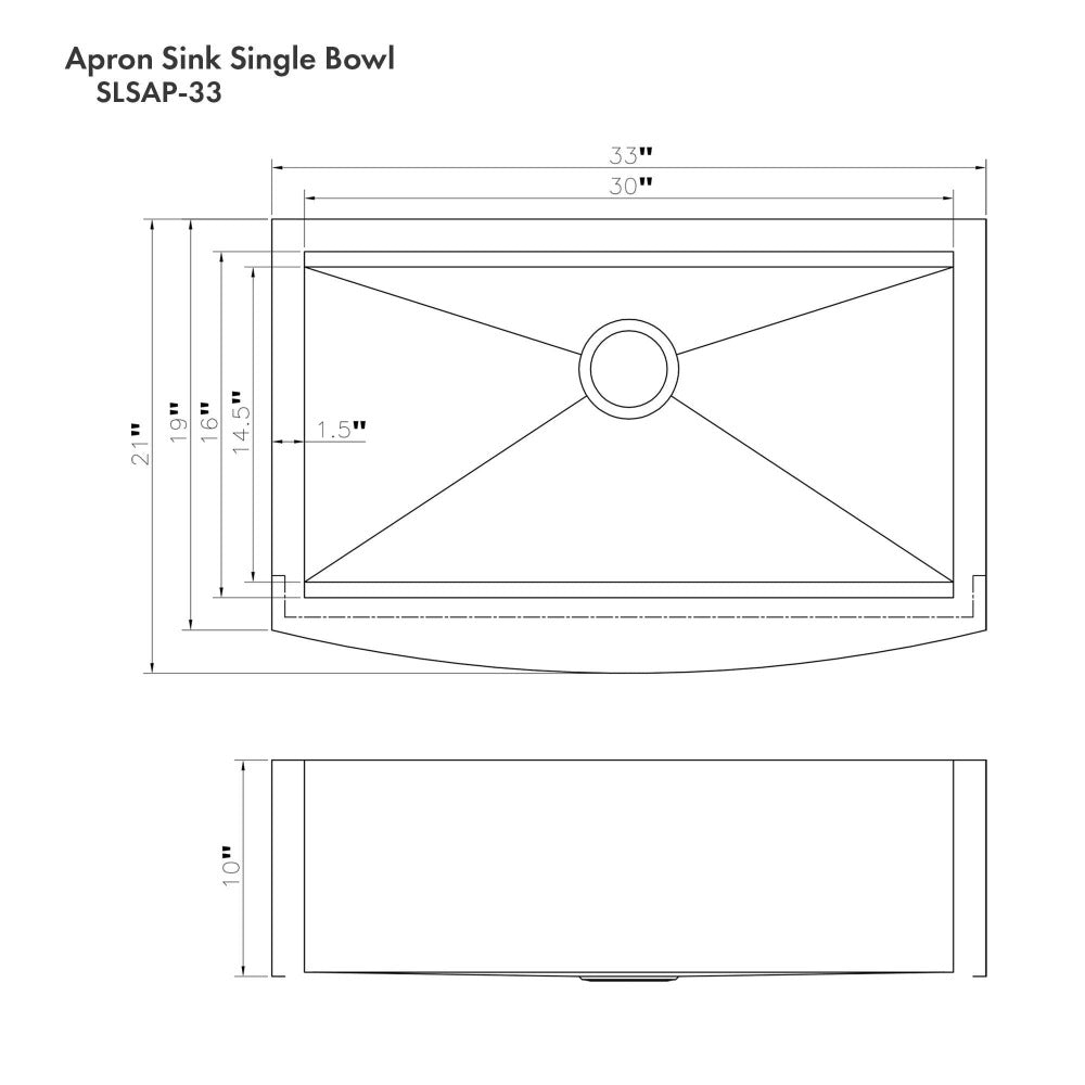 ZLINE Moritz 33 in. Farmhouse Apron Mount Single Bowl Scratch Resistant Stainless Steel Kitchen Sink with Bottom Grid and Accessories (SLSAP-33S)