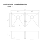 ZLINE 36 in. Anton Undermount Double Bowl Kitchen Sink with Bottom Grid (SR50D-36)