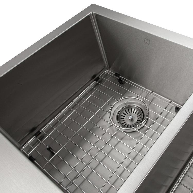 ZLINE 36 in. Niseko Farmhouse Apron Mount Double Bowl Kitchen Sink with Bottom Grid (SA50D-36)