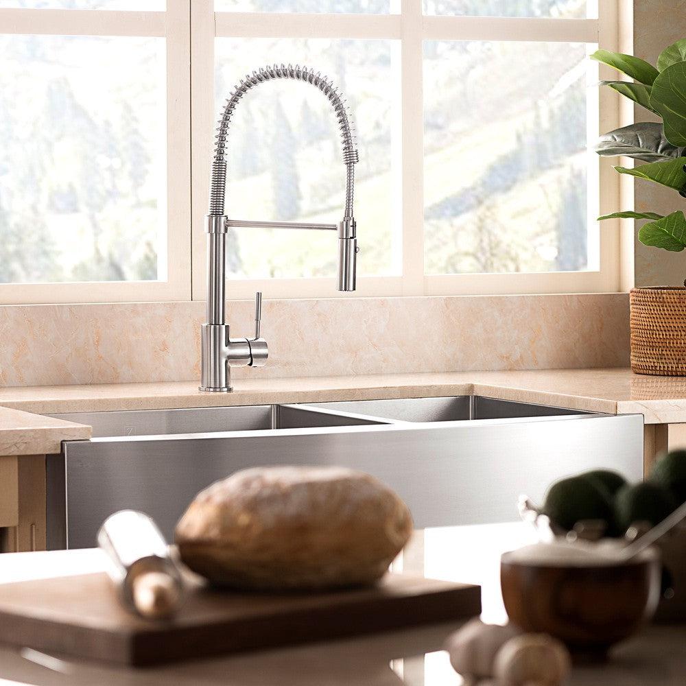 ZLINE 36 in. Courchevel Farmhouse Apron Mount Double Bowl Kitchen Sink with Bottom Grid (SA60D-36)