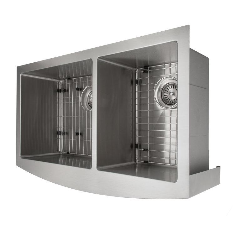 ZLINE 36 in. Courchevel Farmhouse Apron Mount Double Bowl Kitchen Sink with Bottom Grid (SA60D-36)