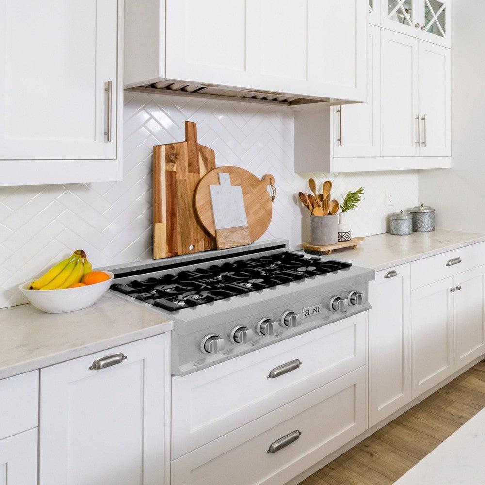 ZLINE 36 in. Legacy Gas Rangetop with 6 Burners and Porcelain Cooktop in DuraSnow® Stainless Steel (RTS-36)