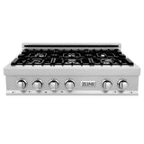 ZLINE 36 in. Porcelain Rangetop in DuraSnow® Stainless Steel with 6 Gas Burners (RTS-36)