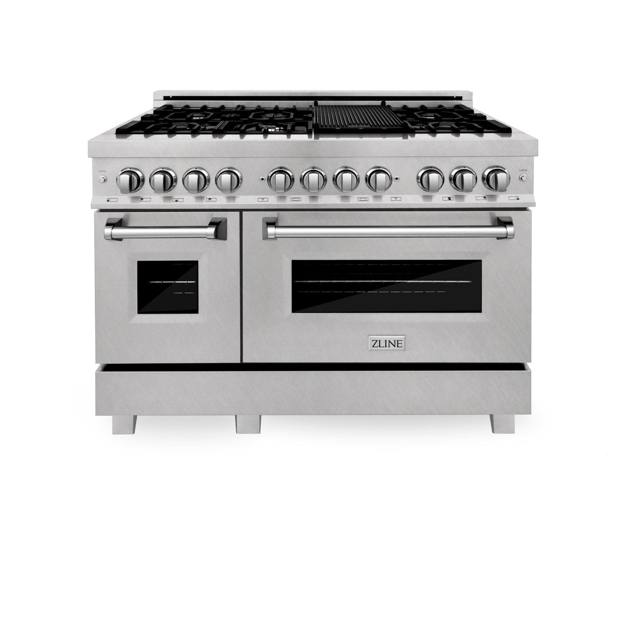 ZLINE 48 in. 6.0 cu. ft. Legacy Dual Fuel Range with 7 Burner Gas Cooktop and 2 Electric Ovens in DuraSnow® Stainless Steel (RAS-SN-48)