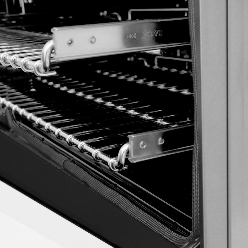 ZLINE Autograph Edition 48 in. 6.0 cu. ft. Dual Fuel Range with Gas Stove and Electric Oven in Stainless Steel with White Matte Doors and Matte Black Accents (RAZ-WM-48-MB)