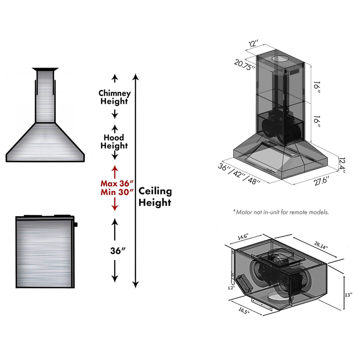 ZLINE Remote Blower Island Mount Range Hood in Stainless Steel with 400 and 700 CFM Options (697i-R)