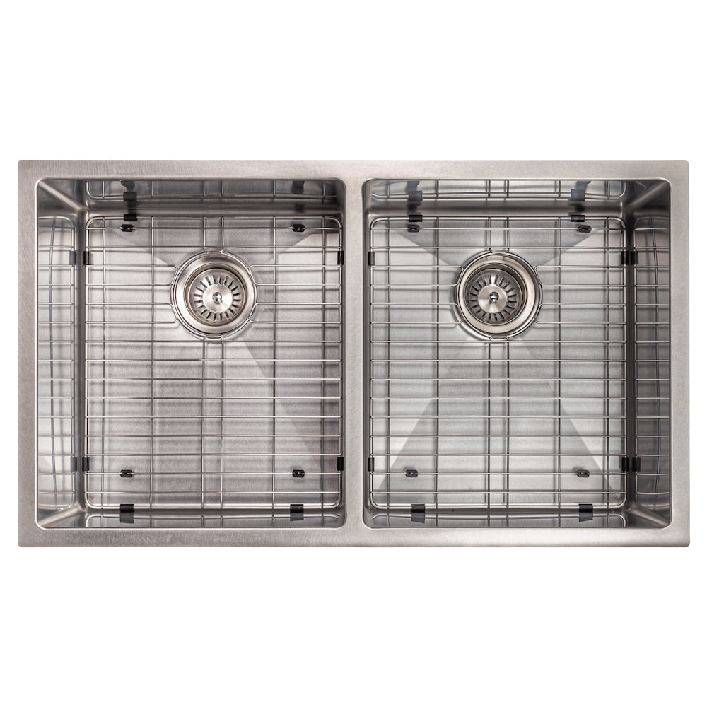 ZLINE Anton 33 in. Undermount Double Bowl Scratch Resistant Stainless Steel Kitchen Sink with Bottom Grid (SR50D-33S)