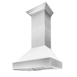 ZLINE 30 in. Kitchen Package with DuraSnow Stainless Steel Dual Fuel Range with White Matte Door and Convertible Vent Range Hood (2KP-RASWMRH30)