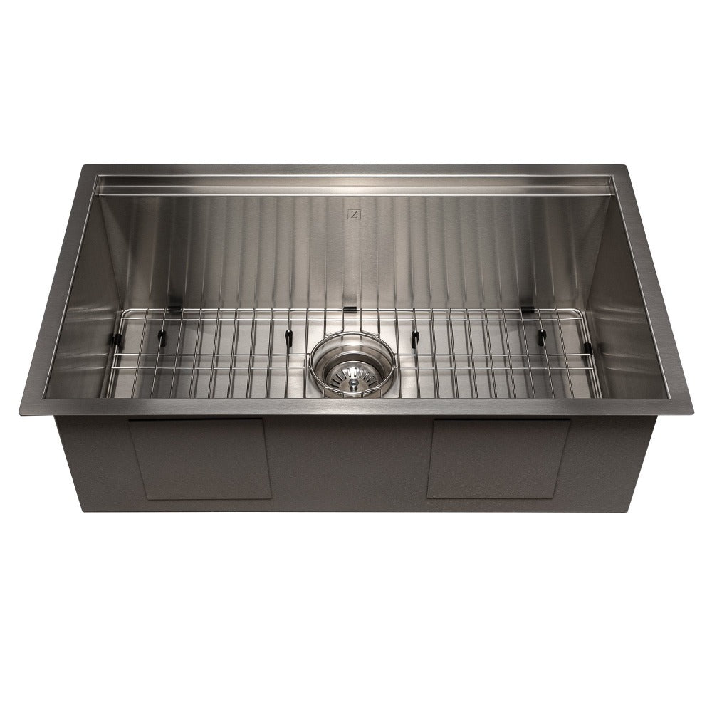 ZLINE Garmisch 30 in. Undermount Single Bowl Scratch Resistant Stainless Steel Kitchen Sink with Bottom Grid and Accessories (SLS-30S)