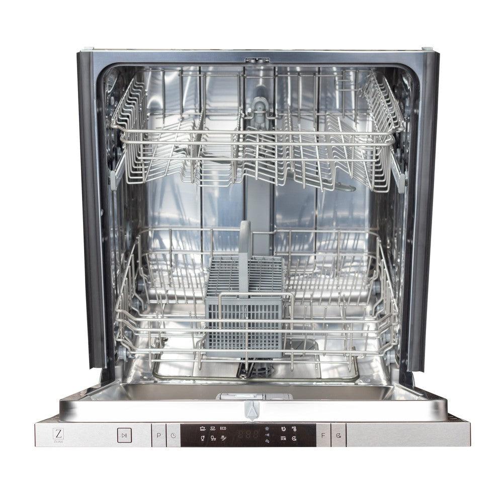 ZLINE 24 in. Top Control Dishwasher with Black Matte Panel and Modern Style Handle, 52dBa (DW-BLM-H-24)