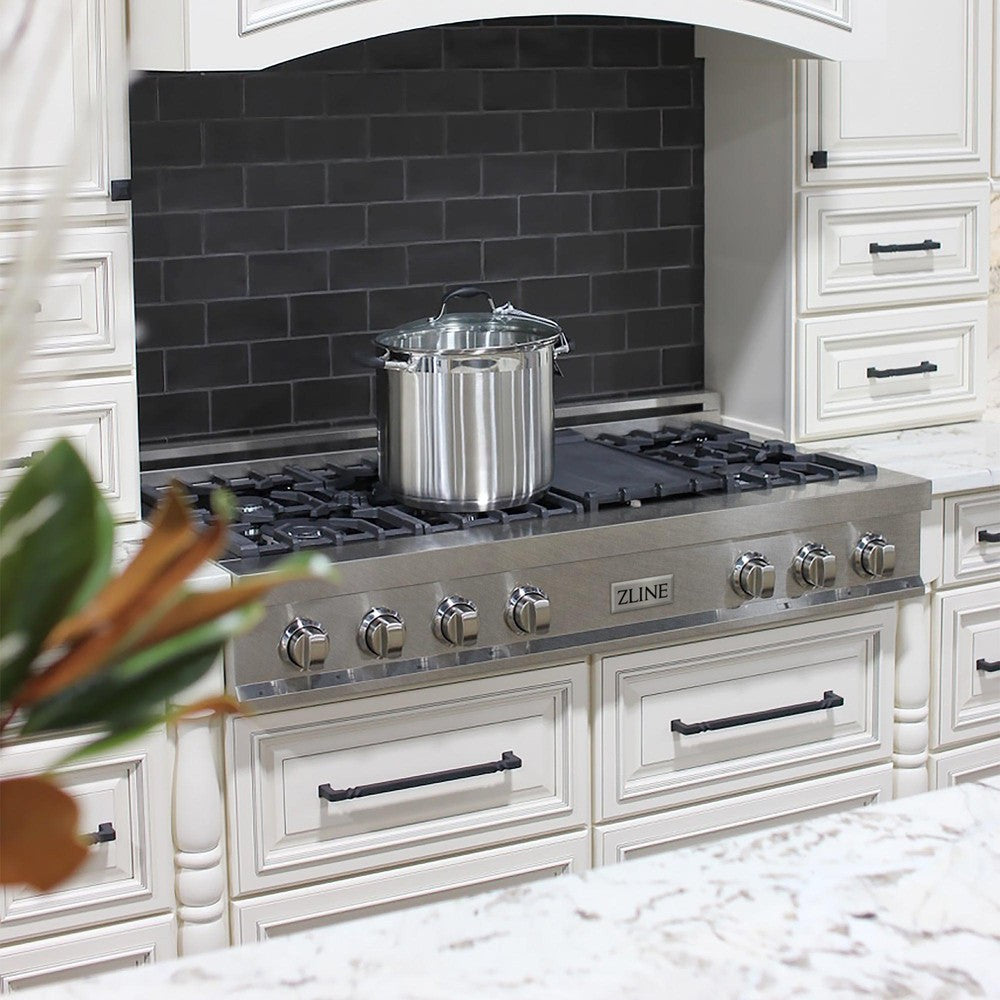 ZLINE 48 in. Legacy Gas Rangetop with 7 Burners and Porcelain Cooktop in DuraSnow® Stainless Steel (RTS-48)