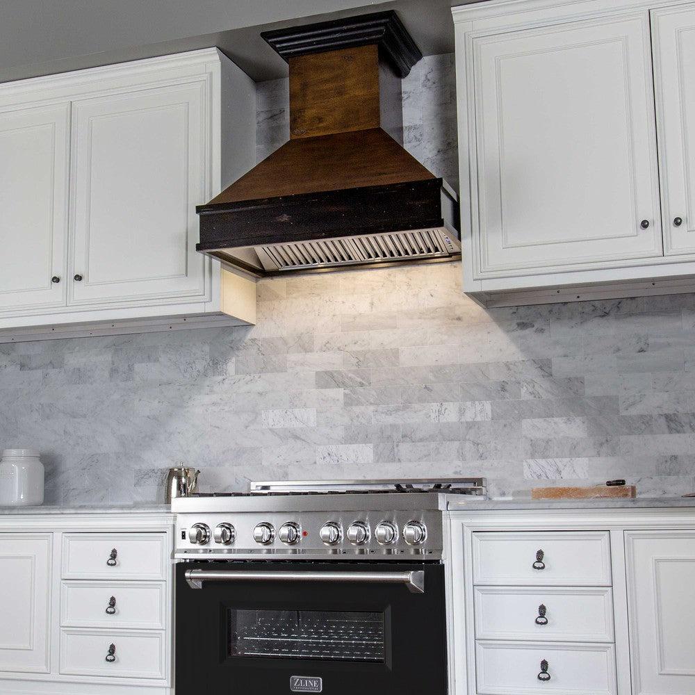 ZLINE 36 in. 4.6 cu. ft. Legacy Dual Fuel Range with 6 Burner Gas Cooktop and Electric Convection Oven in Stainless Steel and Black Matte Door (RA-BLM-36)