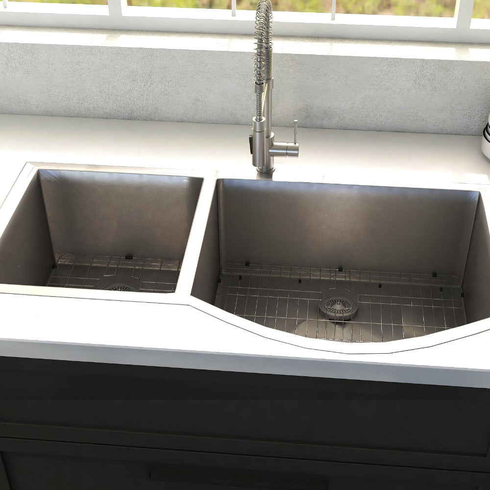 ZLINE Cortina 33 in. Undermount Double Bowl Stainless Steel Kitchen Sink with Bottom Grid (SC70D-33)