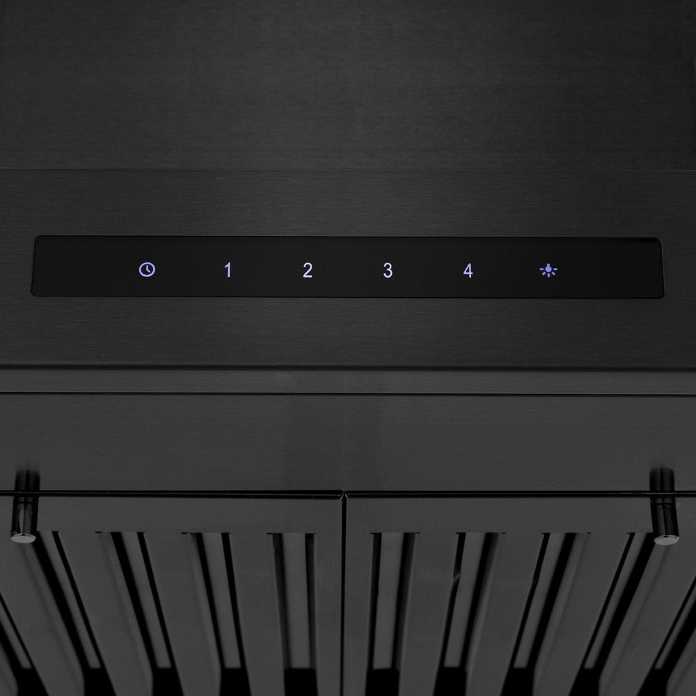 ZLINE Wall Mount Range Hood in Black Stainless Steel with Built-in CrownSound Bluetooth Speakers (BSKENCRN-BT)