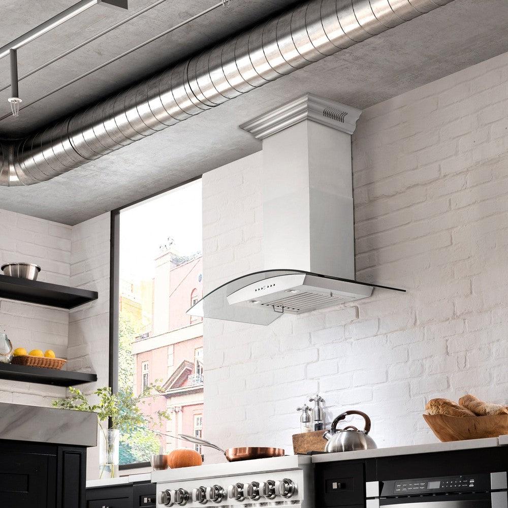 ZLINE Wall Mount Range Hood in Stainless Steel with Built-in CrownSound Bluetooth Speakers (KZCRN-BT)