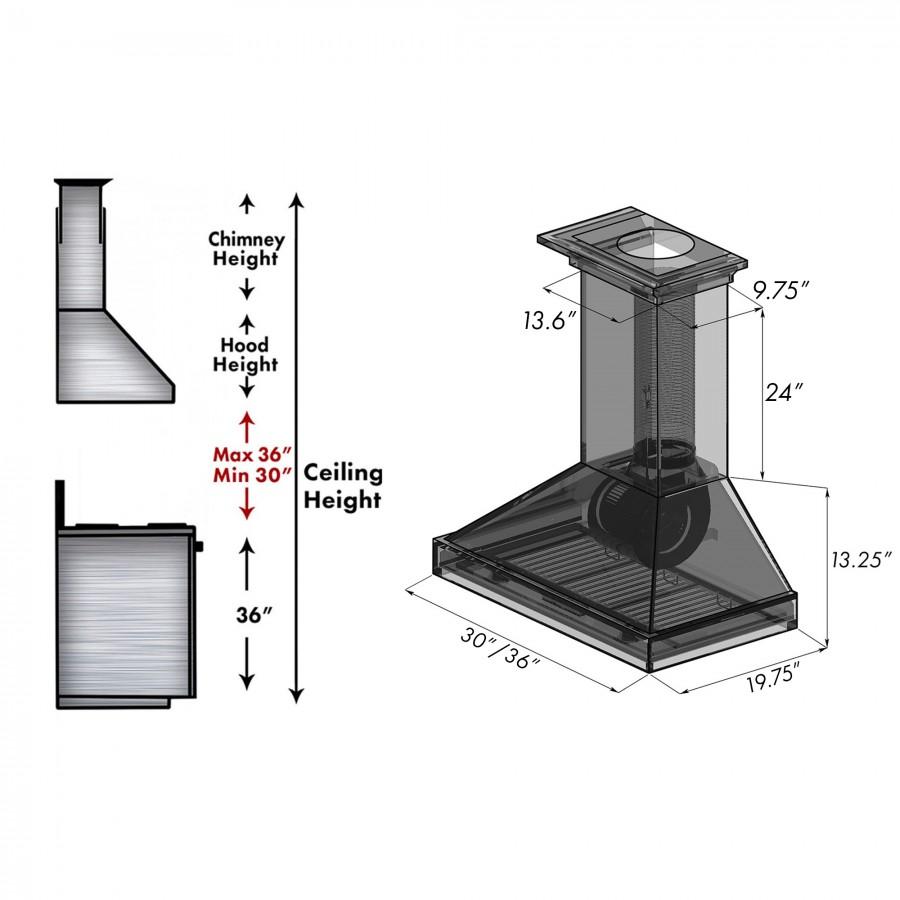 ZLINE Wooden Wall Mount Range Hood In Black (KPCC)