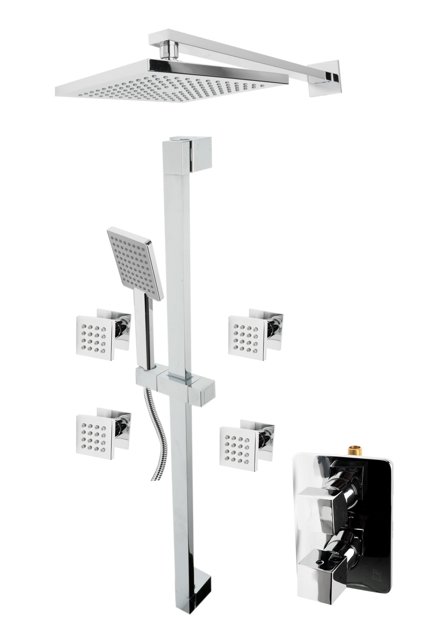 ALFI brand AB2287-PC Polished Chrome 3 Way Thermostatic Shower Set with Body Sprays