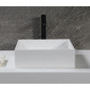 14" Square White Matte Solid Surface Resin Sink