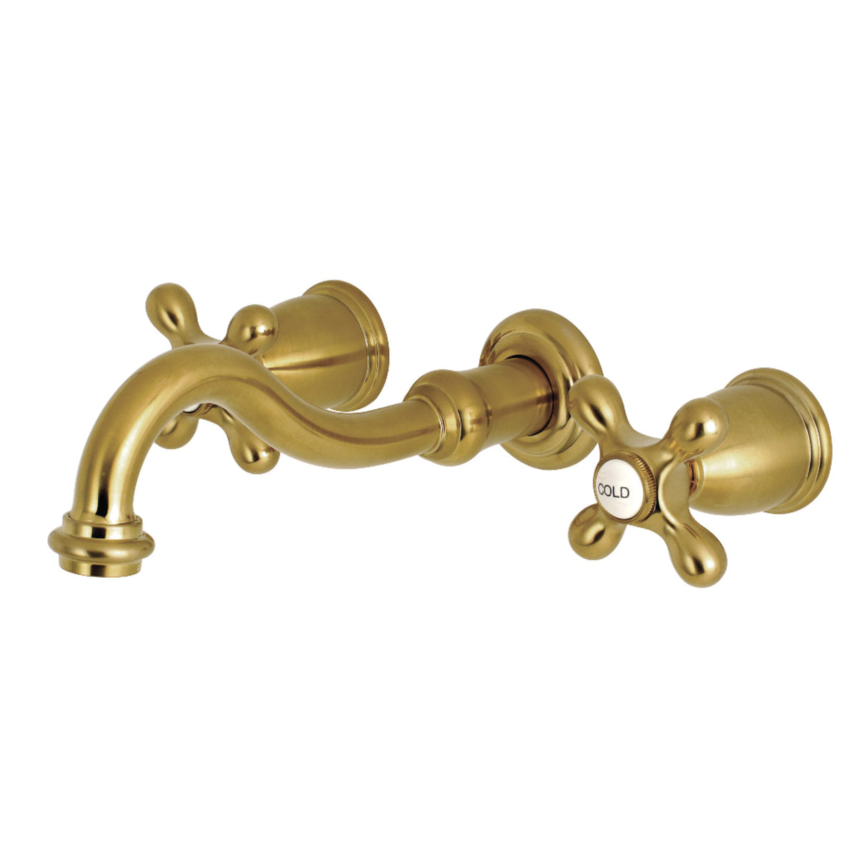 Kingston Brass KS3127AX Vintage 2-Handle Wall Mount Bathroom Faucet, Brushed Brass