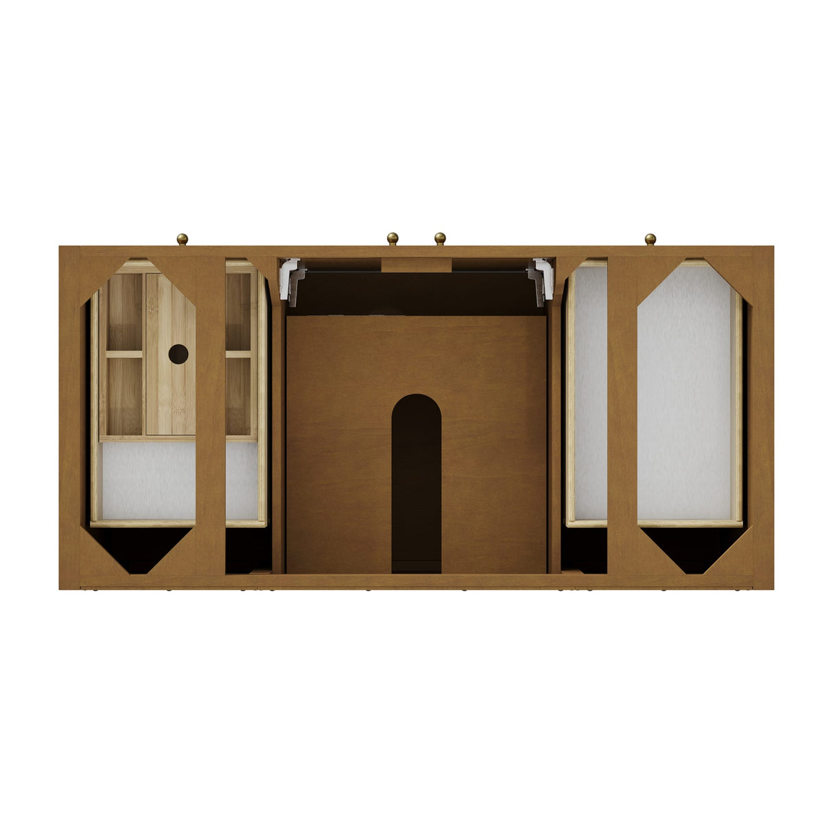 Hudson 48" Single Vanity, Honey Oak w/ Single Hole 3 CM White Zeus Silestone Top and Matching Backsplash